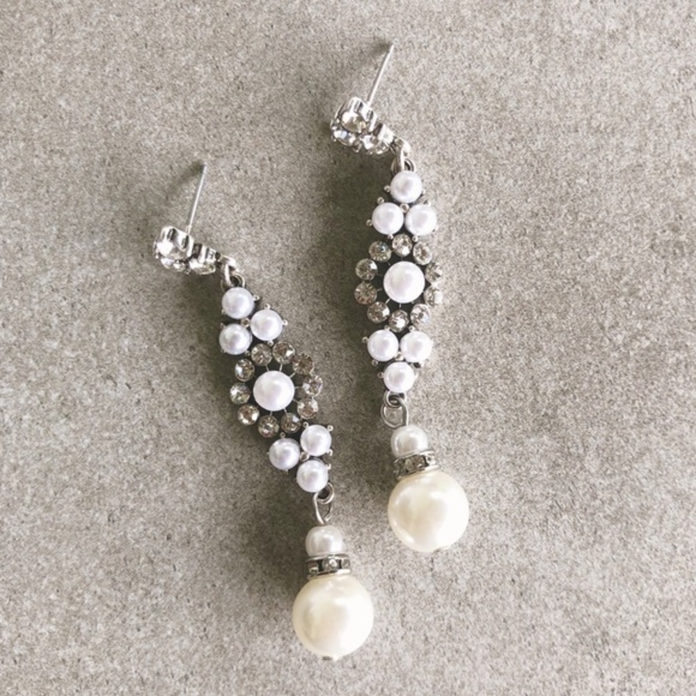 Pearl Long Earrings Bridal